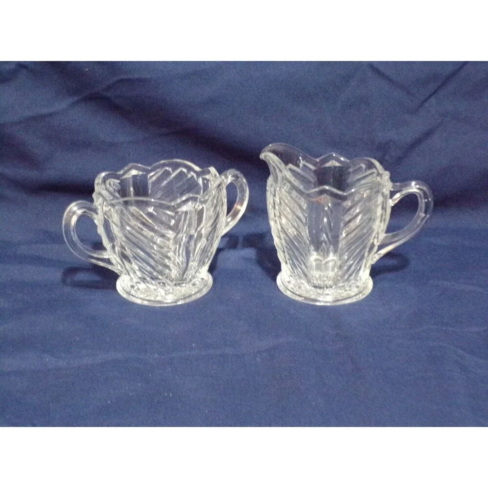 Vintage Indiana Glass Breakfast Creamer & Open Sugar Set Pattern #303